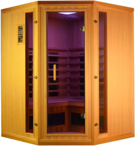 FS 160 Deluxe Hoekmodel Cerderhouten Infrarood Sauna met glasdeur - Finesse Wellness BV