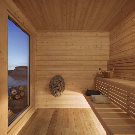 Alta Log Sauna: Finse Sauna met Overkapping-Finesse Wellness BV