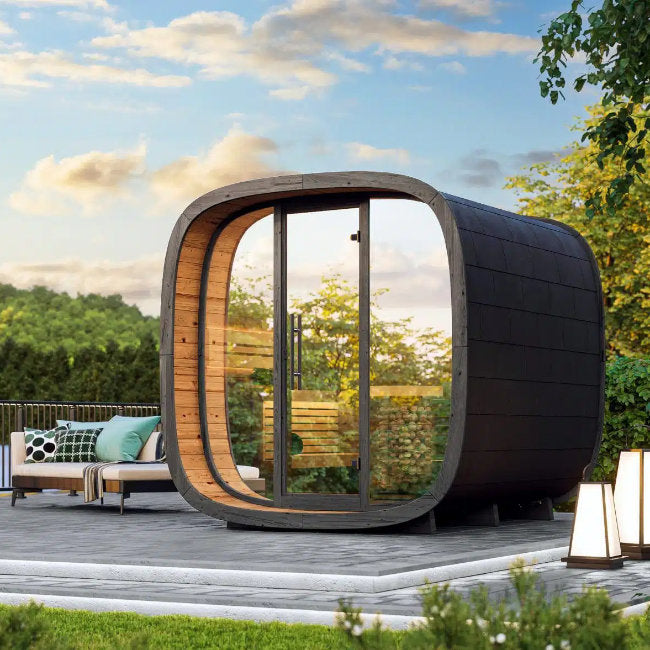 Round Cube Design Buitensauna Serie - Finesse Wellness BV
