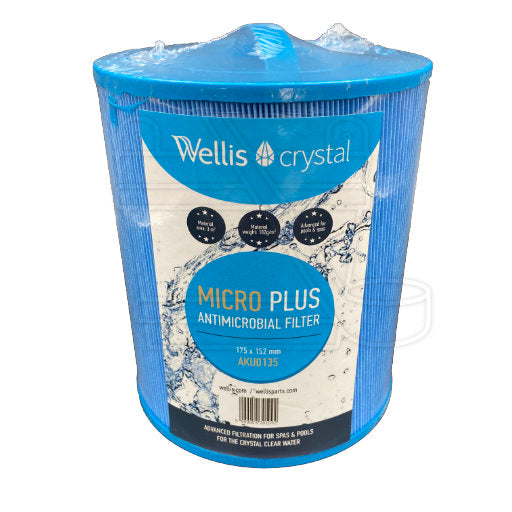 Wellis AKU0135 Spa Filter - 175 × 152 - Antimicrobial blue (coarse thread)-Finesse Wellness BV