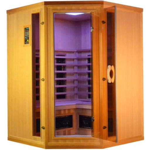 FS 160 Deluxe Hoekmodel Cerderhouten Infrarood Sauna met glasdeur-Finesse Wellness BV