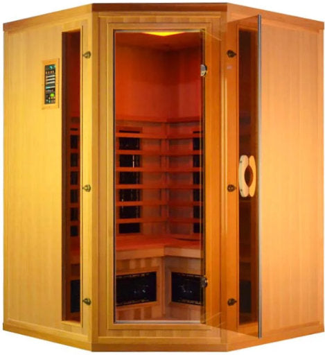 FS 160 Deluxe Hoekmodel Cerderhouten Infrarood Sauna met glasdeur-Finesse Wellness BV