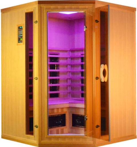 FS 160 Deluxe Hoekmodel Cerderhouten Infrarood Sauna met glasdeur-Finesse Wellness BV